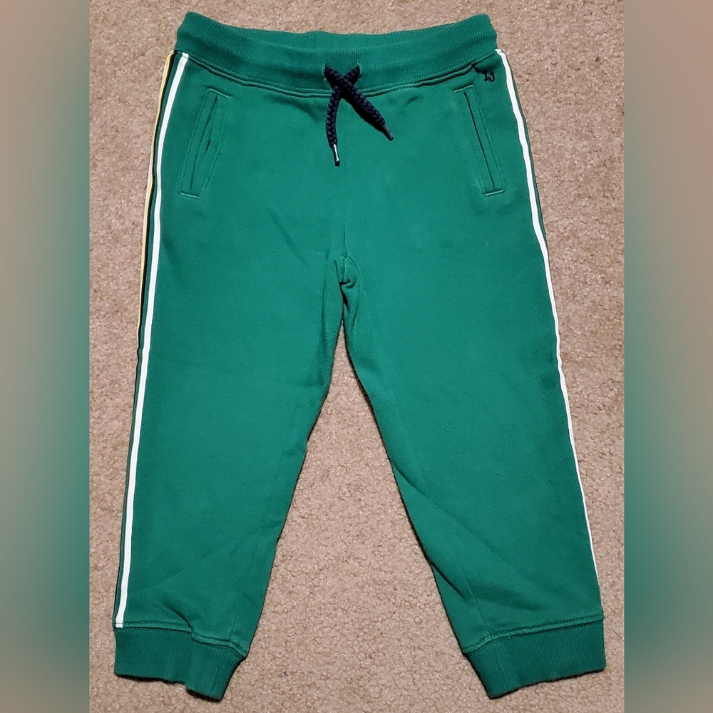 Janie and Jack Green Joggers with White, Navy And Yellow Stripes
